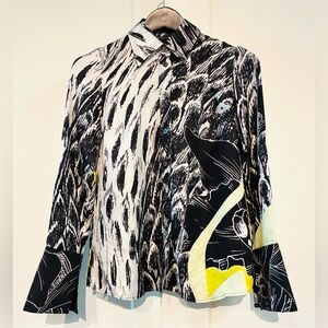 Derek Lam 0 Abstract Opened Slit Cuff Silk Shirt